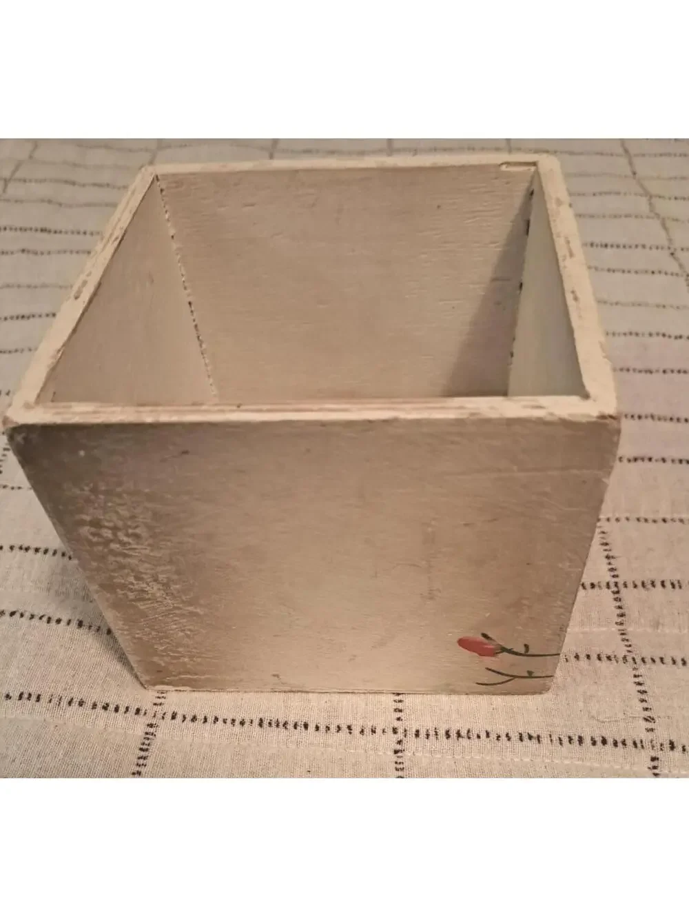 Vintage Hand-painted Country Pink Rose Wood Box/Planter/Desk Organizer